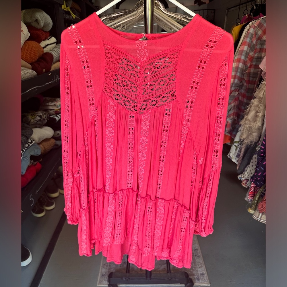 FREE people hot pink tunic top woman’s size small